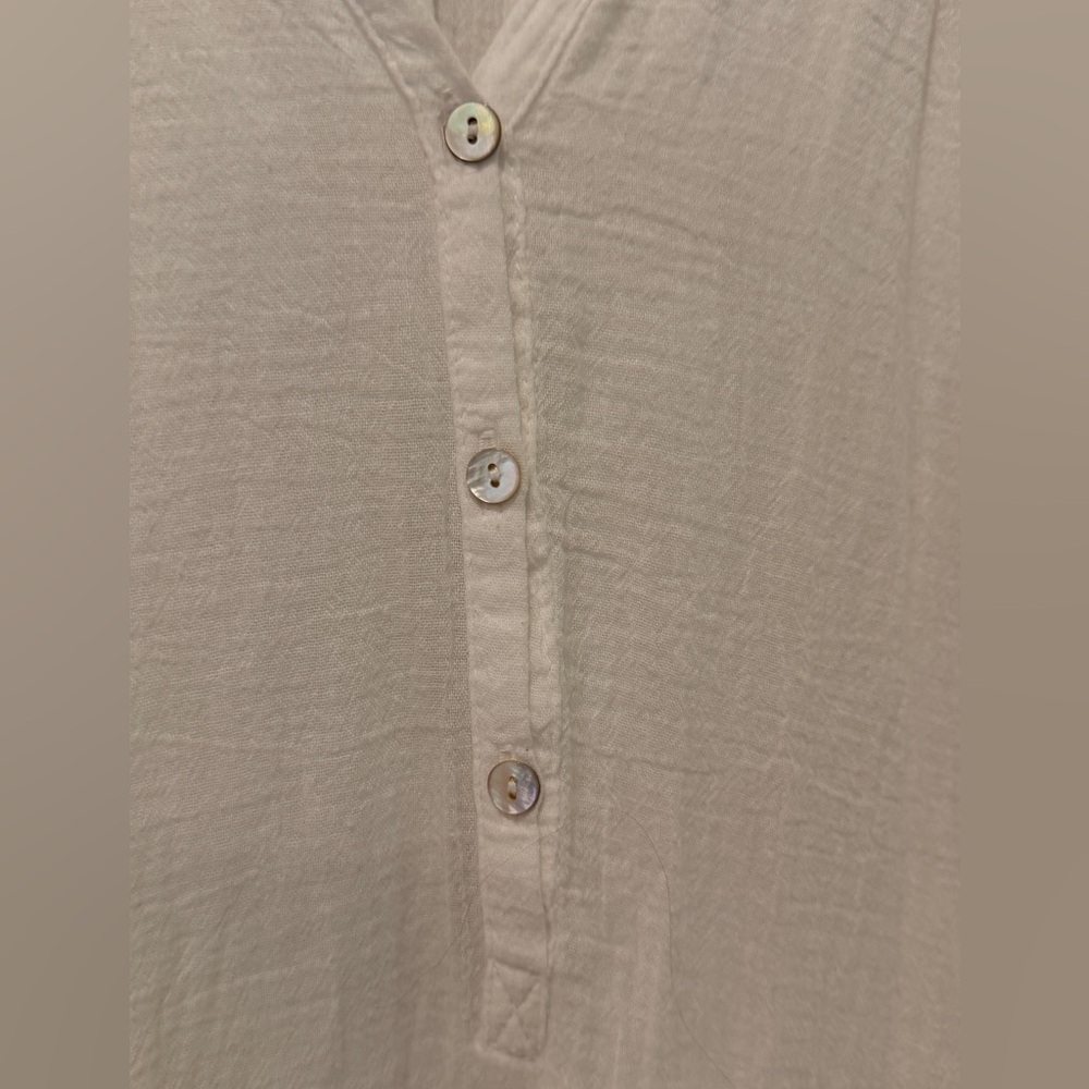 Honorine White Cotton Boho Short Dress Size L Beach Vacation Swim Coverup - Picture 4 of 8